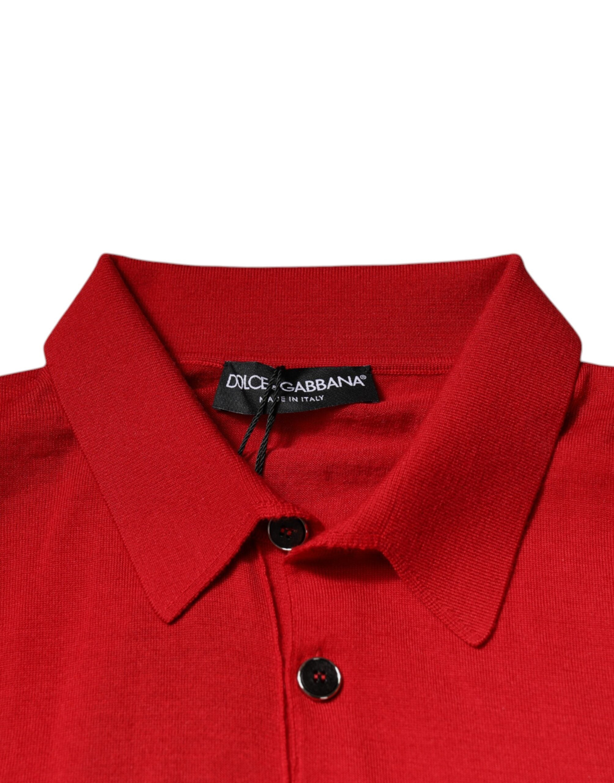 Dolce & Gabbana Roter Kaschmirpullover mit Kragen