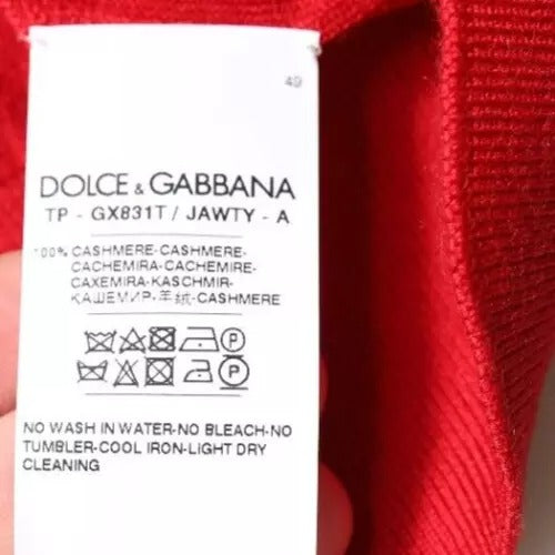 Dolce & Gabbana Roter Kaschmirpullover mit Kragen