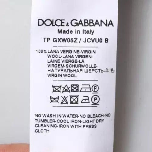 Dolce & Gabbana Grauer Logo-Rollkragenpullover aus Wolle