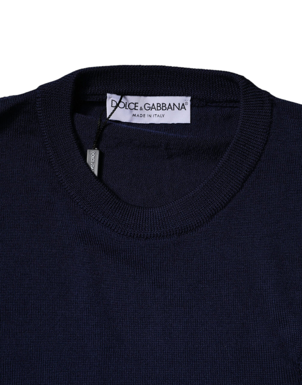 Dolce & Gabbana Blauer DG Logo-Wollpullover mit Rundhalsausschnitt