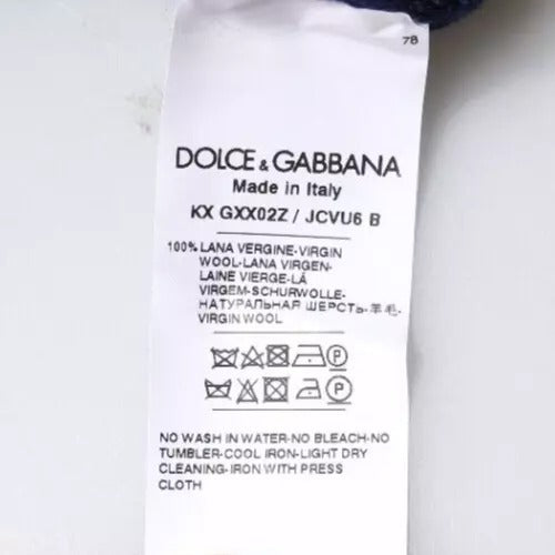 Dolce & Gabbana Blauer DG Logo-Wollpullover mit Rundhalsausschnitt