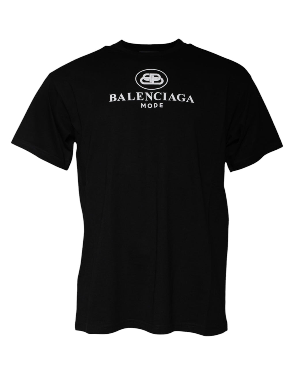 Balenciaga Schwarzes T-Shirt mit Rundhalsausschnitt und kurzen Ärmeln aus Baumwolle mit Logodruck