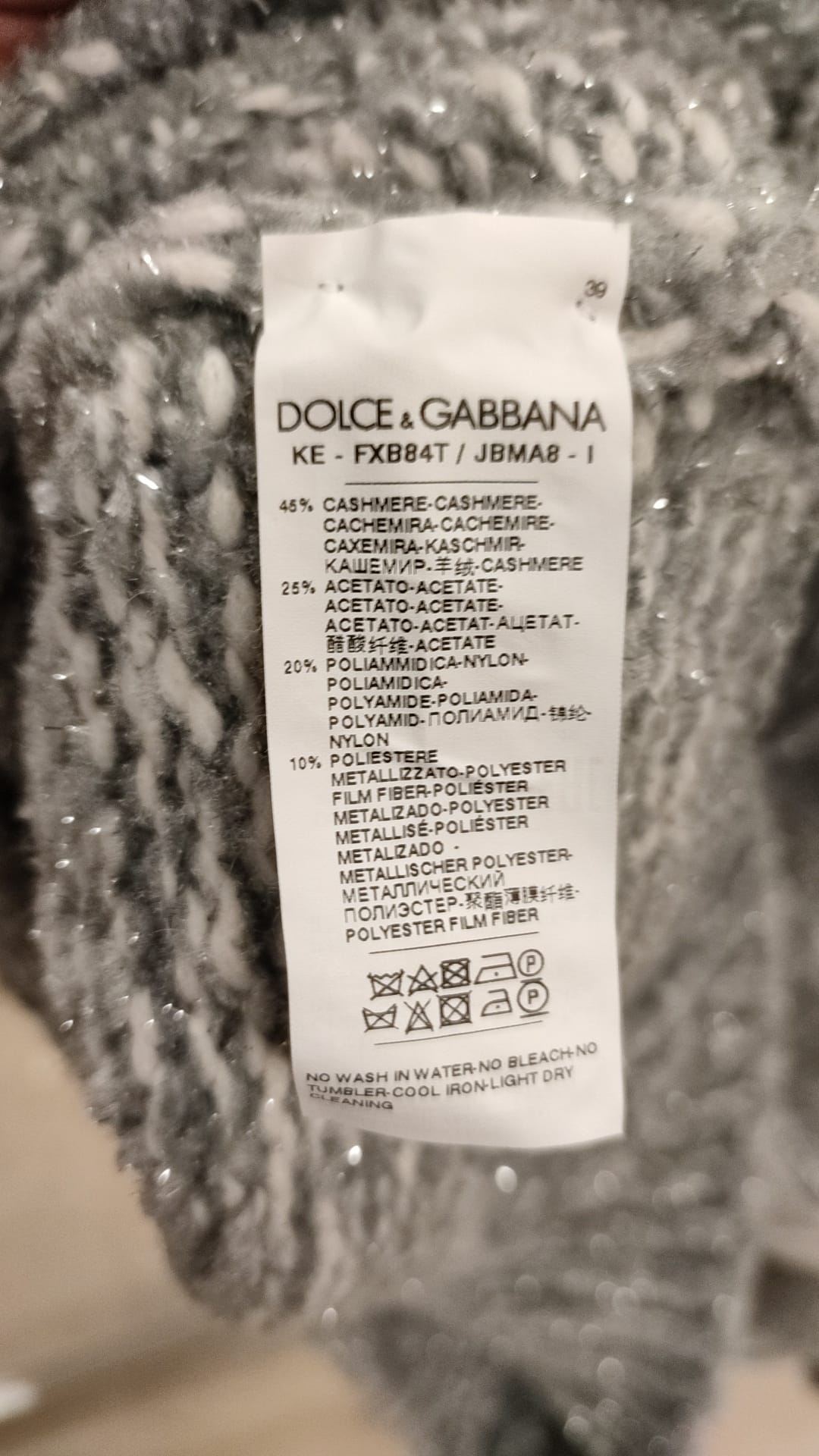 Dolce & Gabbana Grauer Rollkragenpullover aus Kaschmir