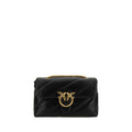 PINKO Schwarze Schultertasche aus Kalbsleder Bos Taurus