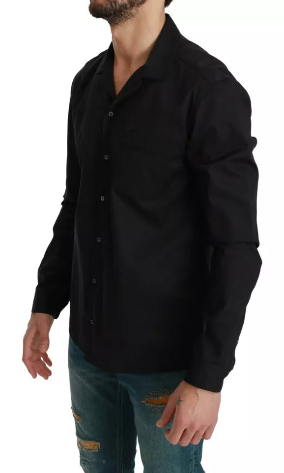 Dolce & Gabbana Blau gestreiftes Pyjama-Lounge-Hemd aus Baumwolle