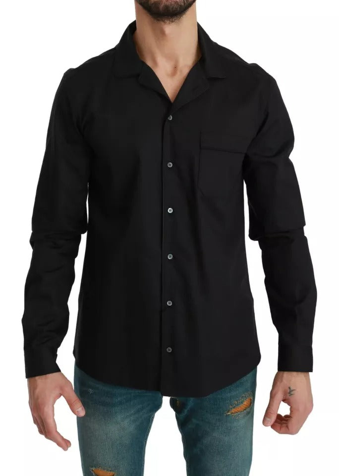 Dolce & Gabbana Blau gestreiftes Pyjama-Lounge-Hemd aus Baumwolle