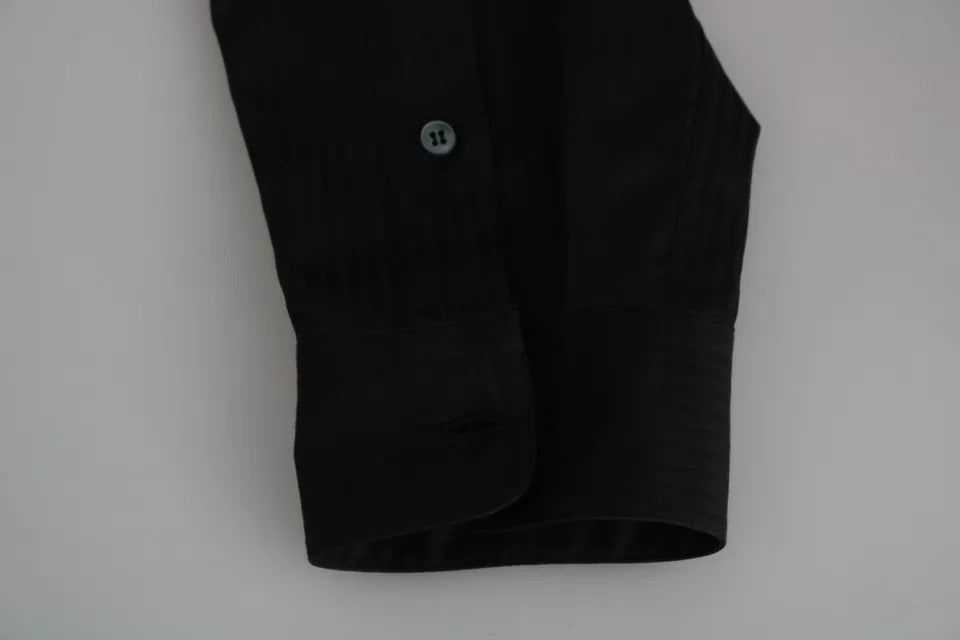 Dolce & Gabbana Blau gestreiftes Pyjama-Lounge-Hemd aus Baumwolle