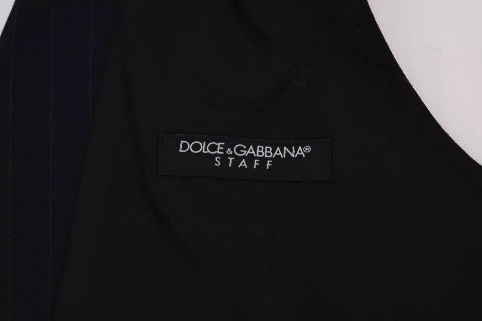 Dolce & Gabbana Blaue Weste Wool Stretch STAFF Vest
