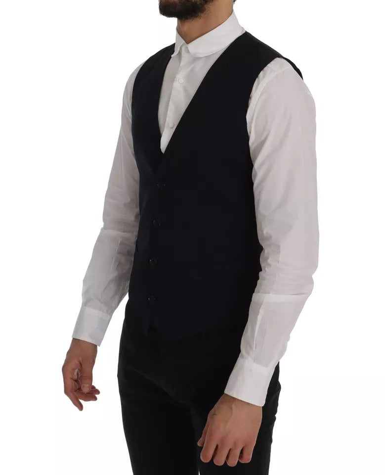 Dolce & Gabbana Blaue Weste Wool Stretch STAFF Vest