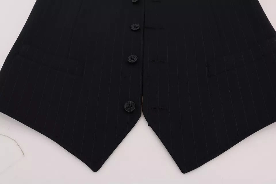 Dolce & Gabbana Blaue Weste Wool Stretch STAFF Vest