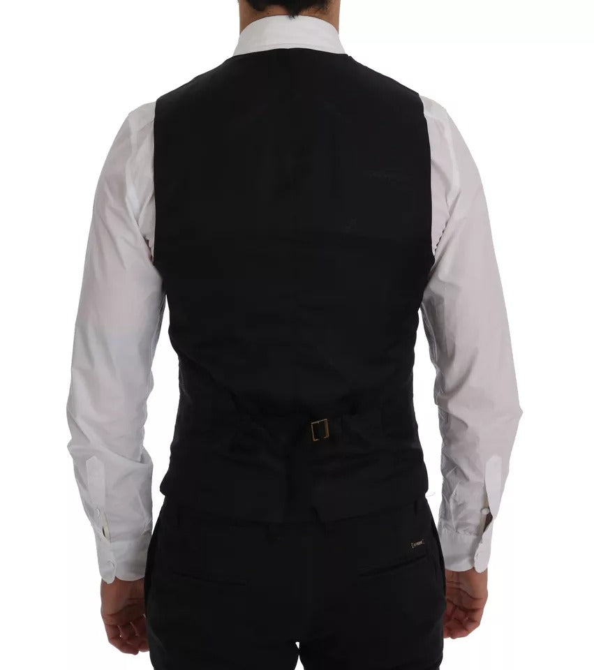Dolce & Gabbana Blaue Weste Wool Stretch STAFF Vest