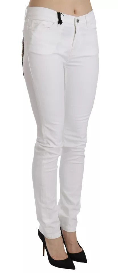 Dolce & Gabbana Weiße, kristallverzierte Skinny Jeans
