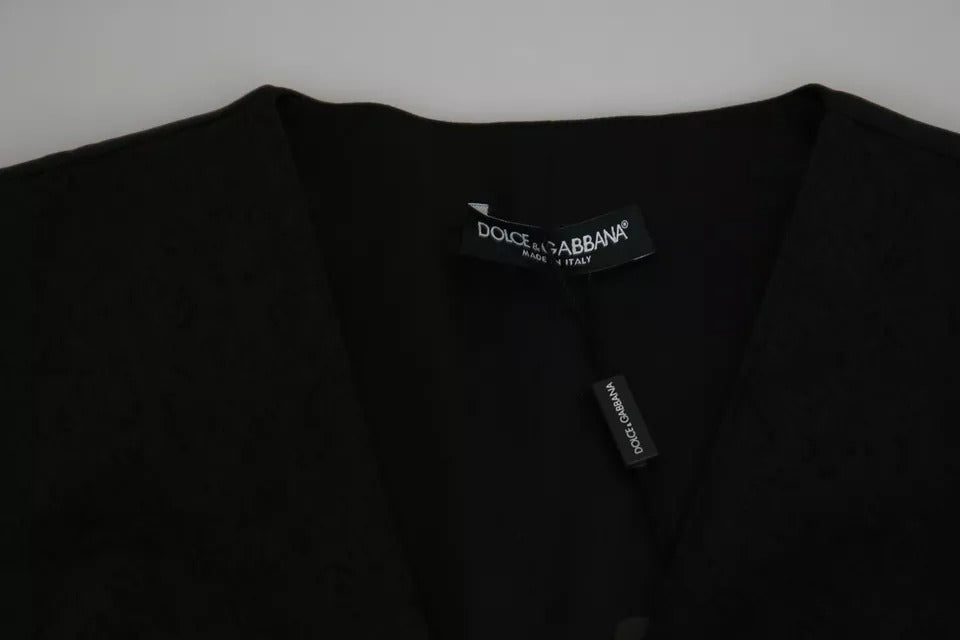 Dolce & Gabbana Zwart Kanten Gilet Slim Vest Zijden Top