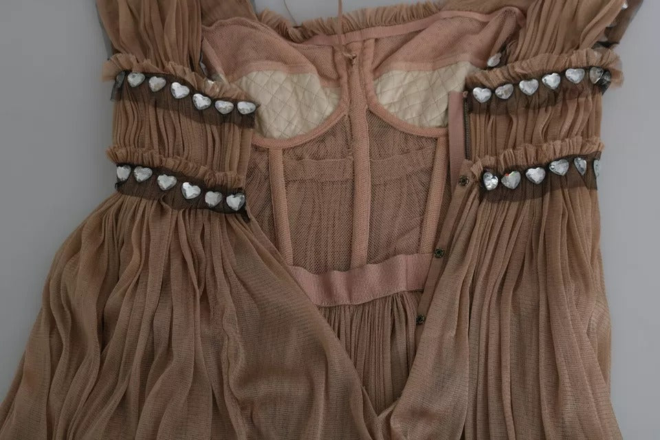 Dolce & Gabbana Braunes ärmelloses Maxikleid aus Seide