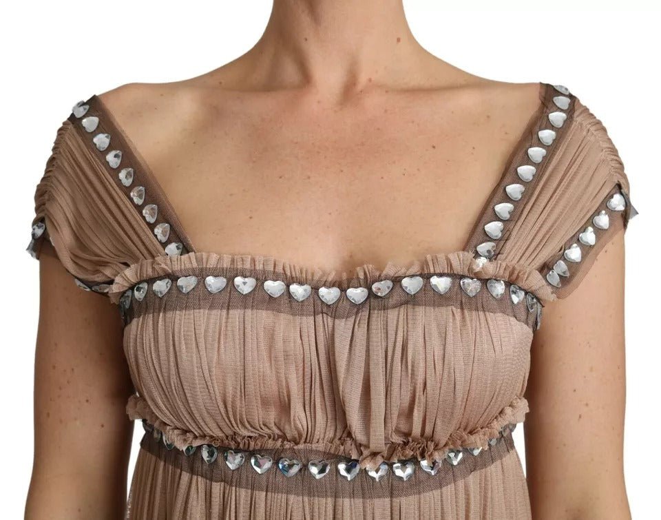 Dolce & Gabbana Braunes ärmelloses Maxikleid aus Seide