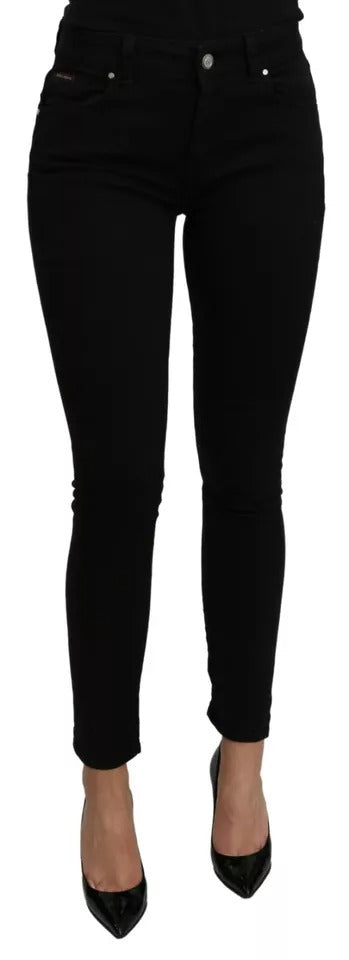 Dolce & Gabbana Schwarze Mid Waist Slim Denim Cotton Stretch Jeans