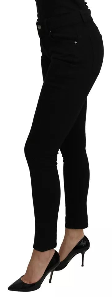 Dolce & Gabbana Schwarze Mid Waist Slim Denim Cotton Stretch Jeans