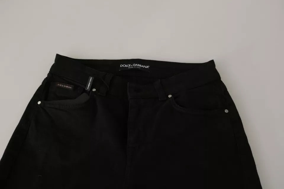 Dolce & Gabbana Schwarze Mid Waist Slim Denim Jeans aus Baumwoll-Stretch