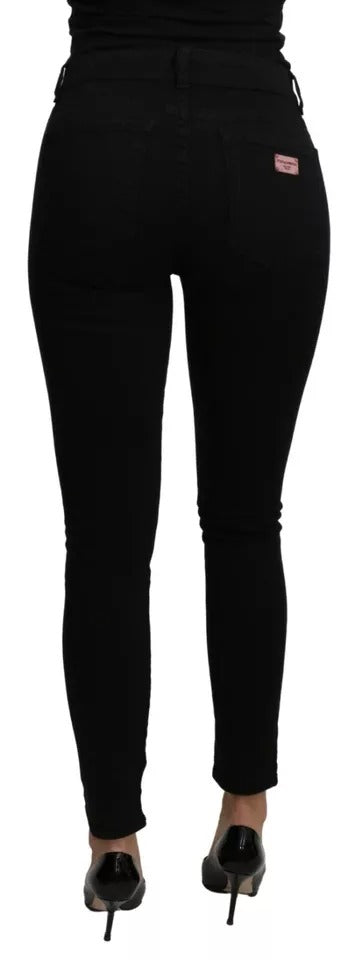 Dolce & Gabbana Schwarze Mid Waist Slim Denim Cotton Stretch Jeans
