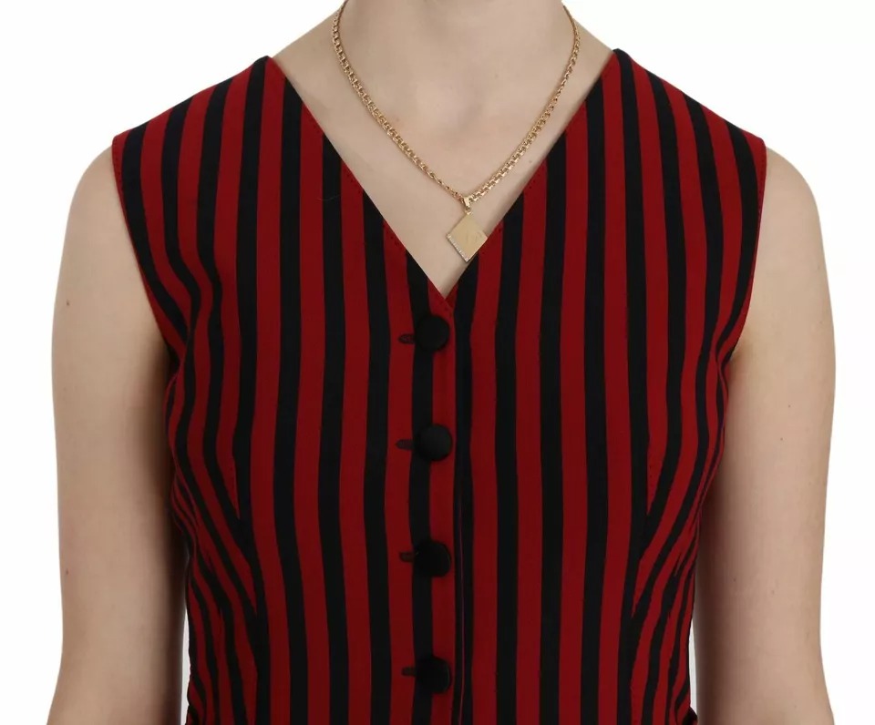Dolce & Gabbana Rot Schwarz Gestreift Weste Weste Bluse Oberteil