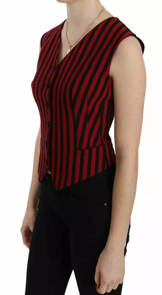 Dolce & Gabbana Rot Schwarz Gestreift Weste Weste Bluse Oberteil