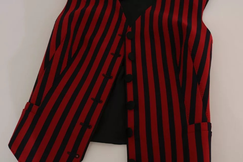 Dolce & Gabbana Rot Schwarz Gestreift Weste Weste Bluse Oberteil