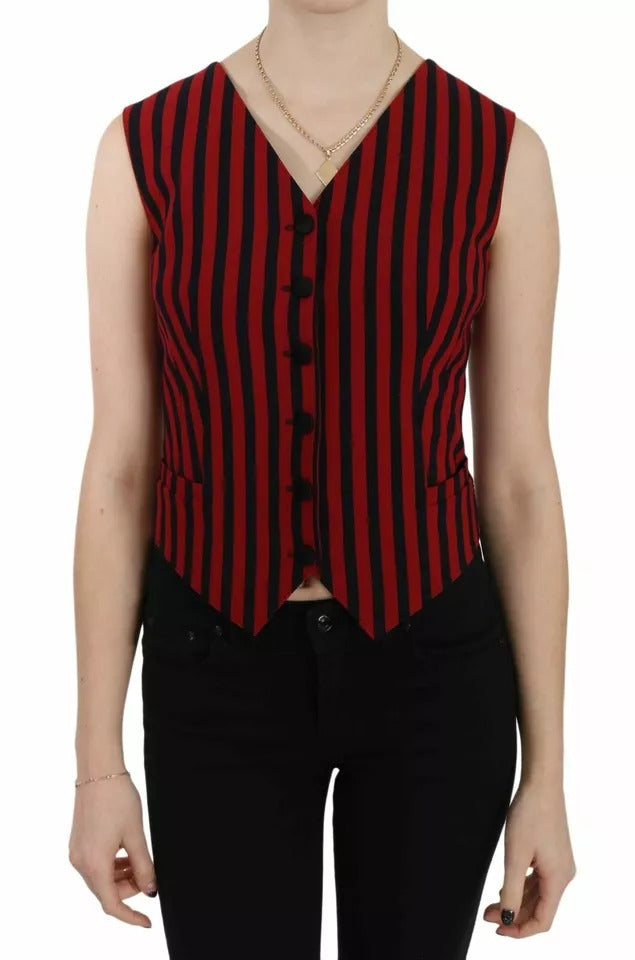 Dolce & Gabbana Rot Schwarz Gestreift Weste Weste Bluse Oberteil