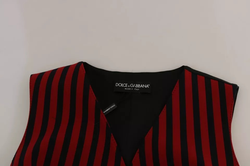 Dolce & Gabbana Rot Schwarz Gestreift Weste Weste Bluse Oberteil