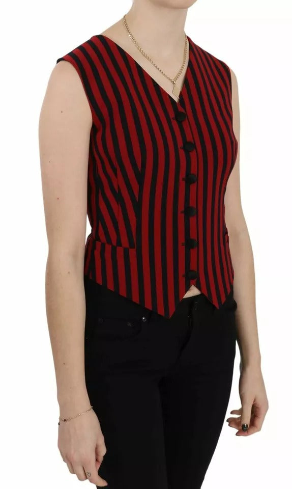 Dolce & Gabbana Rot Schwarz Gestreift Weste Weste Bluse Oberteil