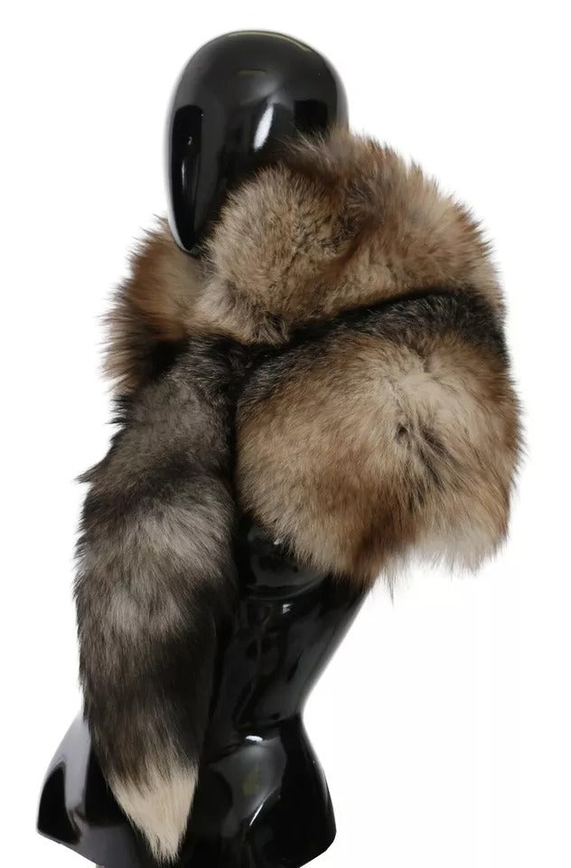 Dolce & Gabbana Brauner Fuchsschwanz-Pelzschal, Halswärmer, Kragen, Schal
