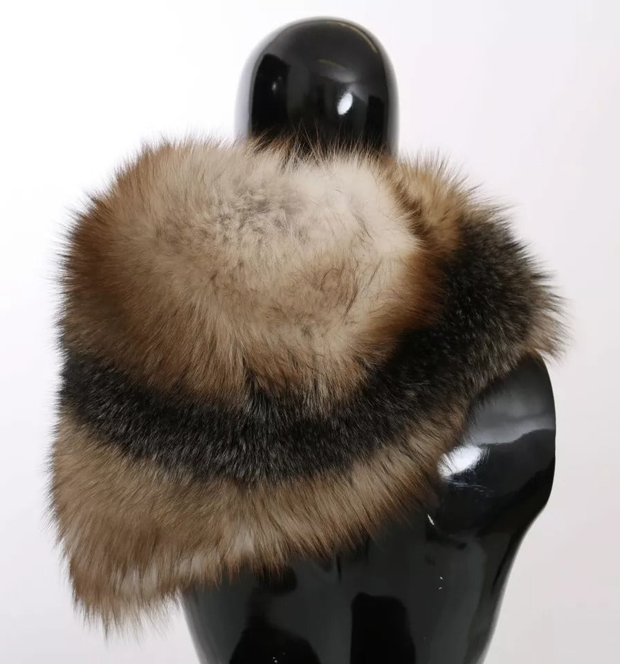 Dolce & Gabbana Brauner Fuchsschwanz-Pelzschal, Halswärmer, Kragen, Schal