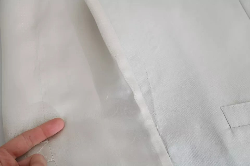 Dolce & Gabbana Off-White Baumwolle Seide Formeller Mantel Weste