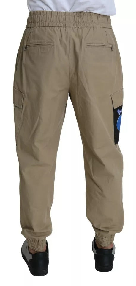 Dolce & Gabbana Beige Pin Up Print Cargo-Hose