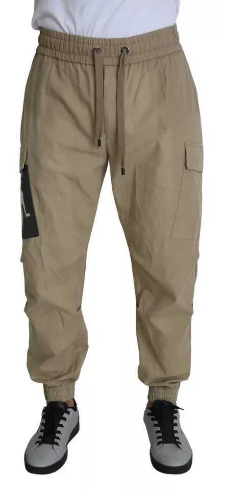 Dolce & Gabbana Beige Pin Up Print Cargo-Hose