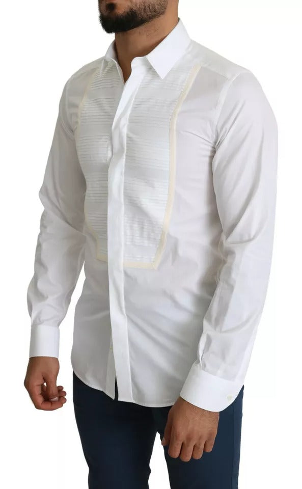 Dolce & Gabbana Weißes formelles Smokingkleid GOLD Hemd