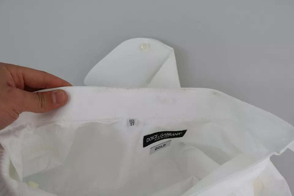 Dolce & Gabbana Weißes formelles Smokingkleid GOLD Hemd