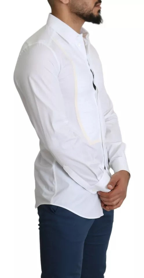 Dolce & Gabbana Weißes formelles Smokingkleid GOLD Hemd