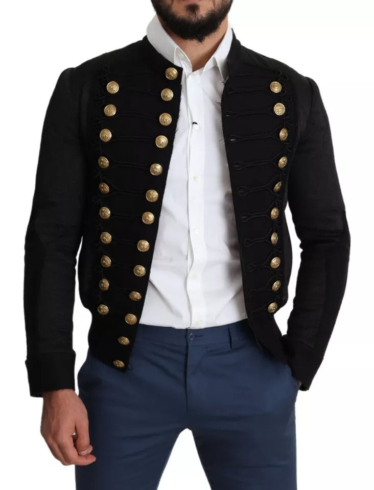 Dolce & Gabbana Schwarze Militärjacke mit Knopfverzierung