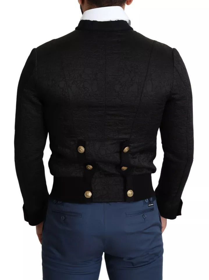 Dolce & Gabbana Schwarze Militärjacke mit Knopfverzierung