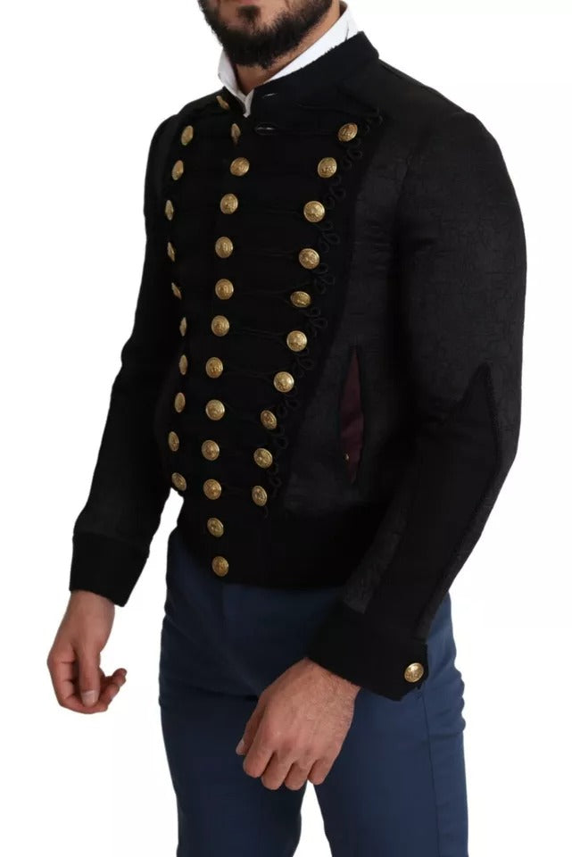 Dolce & Gabbana Schwarze Militärjacke mit Knopfverzierung