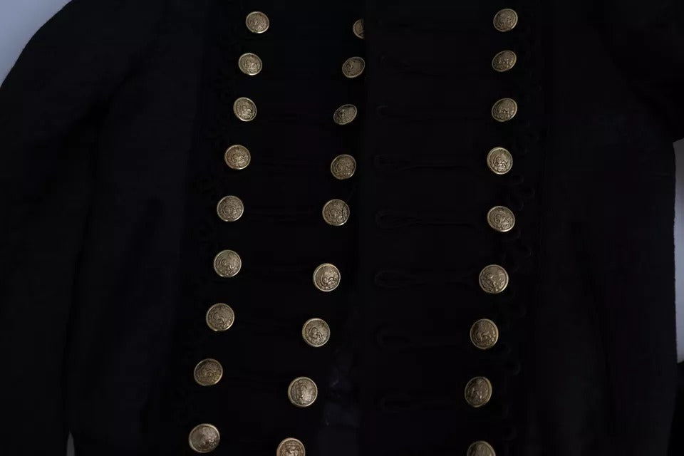 Dolce & Gabbana Schwarze Militärjacke mit Knopfverzierung