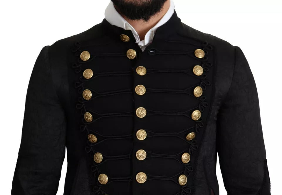 Dolce & Gabbana Schwarze Militärjacke mit Knopfverzierung