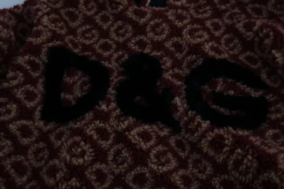 Dolce & Gabbana Rot-Beige Wollpullover mit Kapuze in Übergröße