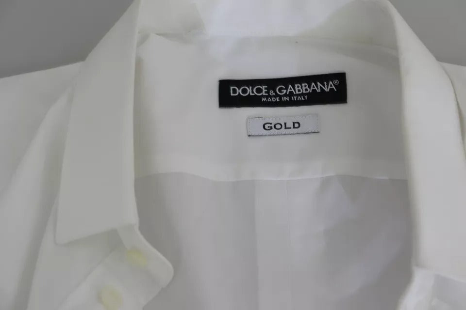 Dolce & Gabbana Weißes Baumwoll-Oberteil GOLD Hemd