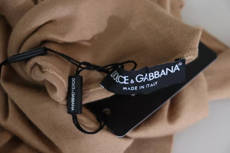 Dolce & Gabbana Beigefarbener Rollkragenpullover aus Kaschmir und Seide