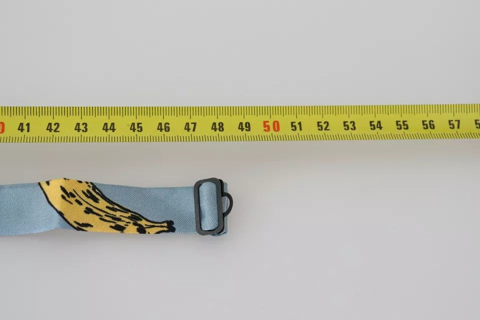 Dolce & Gabbana Hellblaue Seidenfliege mit Bananendruck für Männer