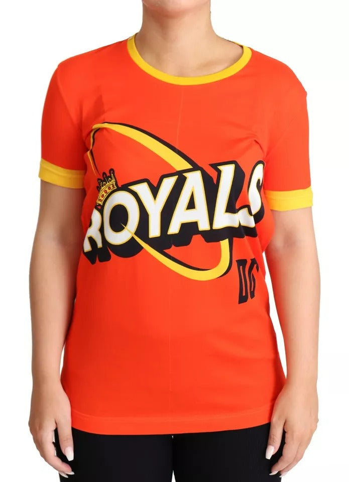 Dolce & Gabbana Orange Royals Druck Rundhals-T-Shirt