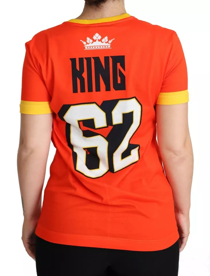 Dolce & Gabbana Orange Royals Druck Rundhals-T-Shirt