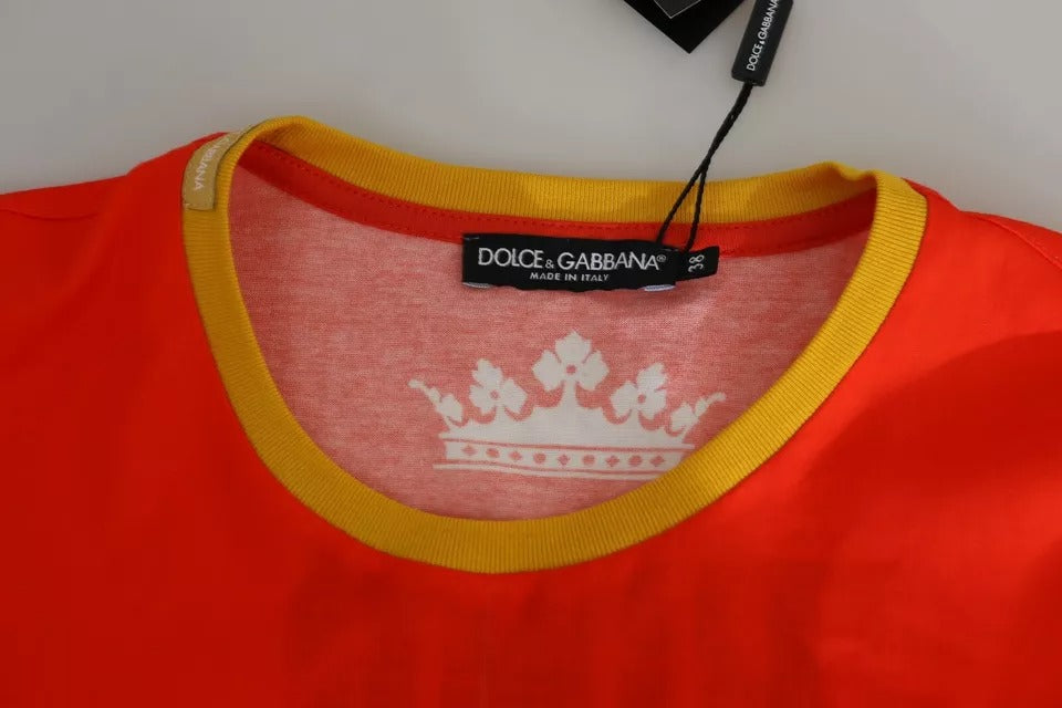 Dolce & Gabbana Orange Royals Druck Rundhals-T-Shirt