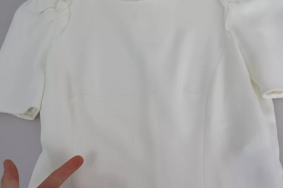 Dolce & Gabbana Weißes Viskose-Stretch-Blusentop mit kurzen Ärmeln
